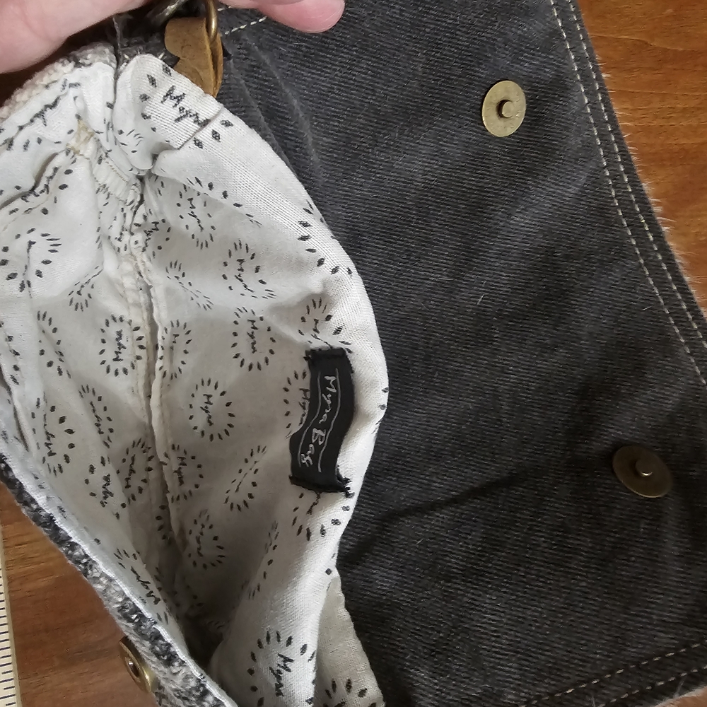 Myra Bag Gray and Black Textured Shoulder Bag - Picture 7 of 7